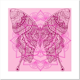 Mandala Butterfly Pink Posters and Art